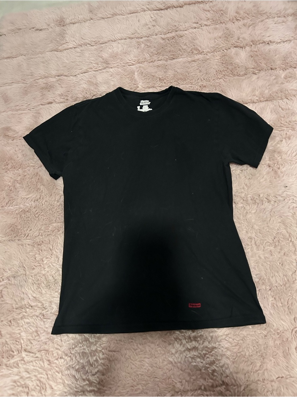 Supreme Black Short Sleeve Tee with Small Red Logo